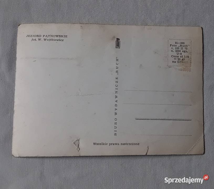 Pocztówka Jezioro Pątnowskie RUCH 1972 r Pocztówki i karty telefoniczne