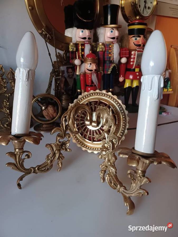 Piękny masywny kinkiet mosiężny sprzedam