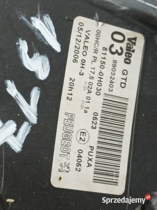 LAMPA PRZÓD LEWA EU 811500H030 Peugeot 107 I