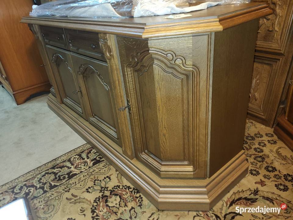 Komoda dębowa z zawieszaną witryną 82cm