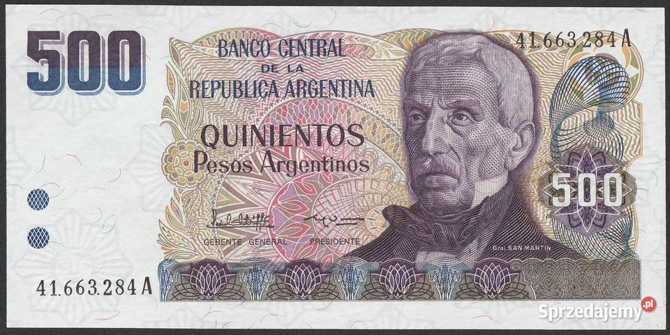 Argentyna 500 pesos 1984 stan bankowy UNC łódzkie Łódź