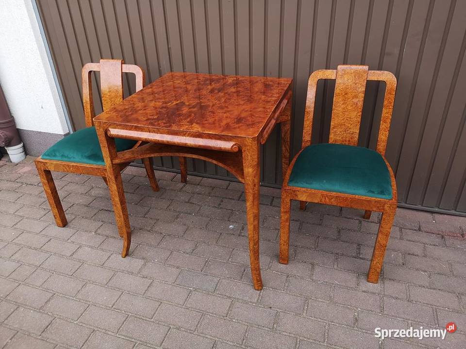 Stół Krzesła Komplet ARTDECO Unikat Politura wielkopolskie