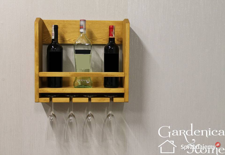 Półka ścienna drewniana na alkohol wino i biały Skierniewice