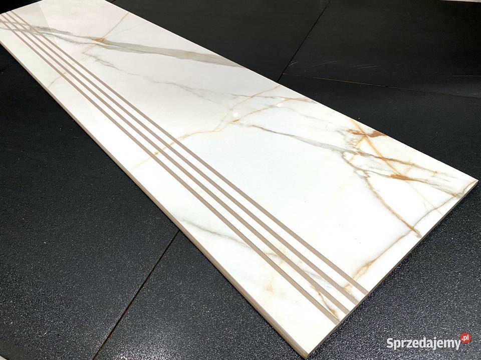 Płytki na schody Calacatta Carrara 100x30 POŁYSK