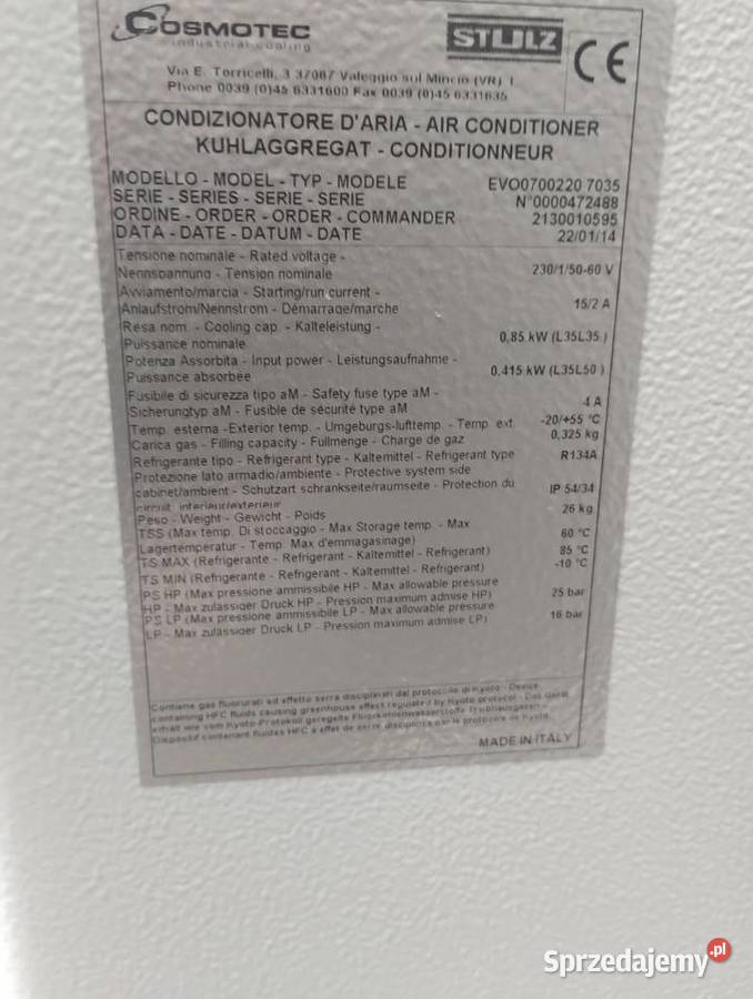 Chłodnica klimatyzator szaf sterowniczych Liszki