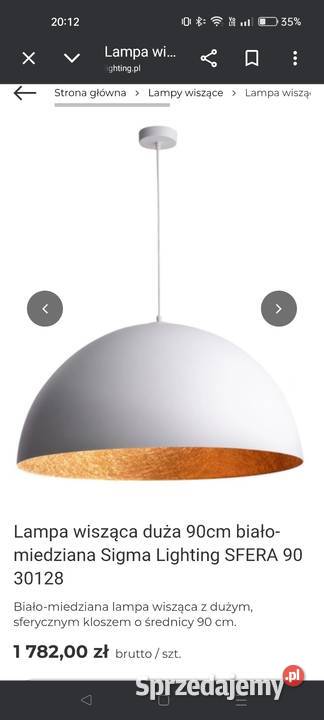 Klosz lampy wiszącej Sfera White Olsztyn