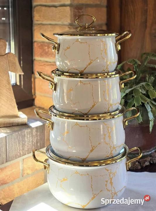 229 Garnki emalia kremowy marmur MASTERPAN Zabrze