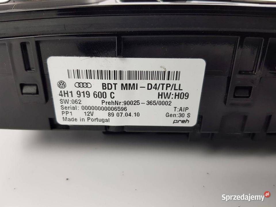 PANEL MMI 4H1919600C AUDI S8 A8 D4 FV23 LEGAL osobowe Lipno