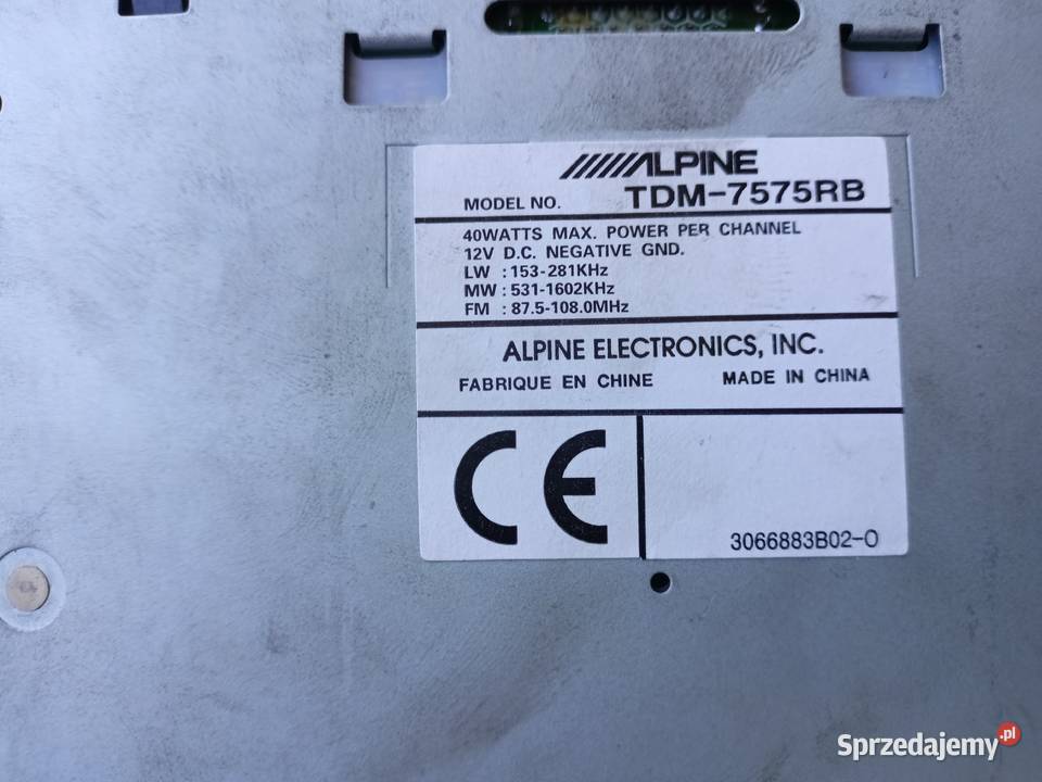 Autoradio A Cassette ALPINE TDM7575RB Sprzęt audio fabryczny Tarnobrzeg
