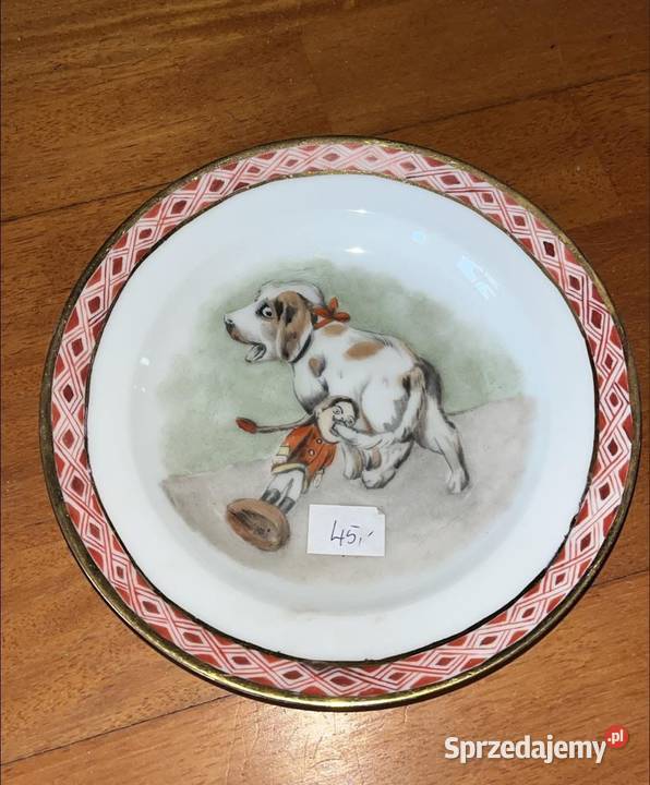 Talerz do zupy z pieskiem Bez sygnatury Różne Porcelana i szkło sprzedam