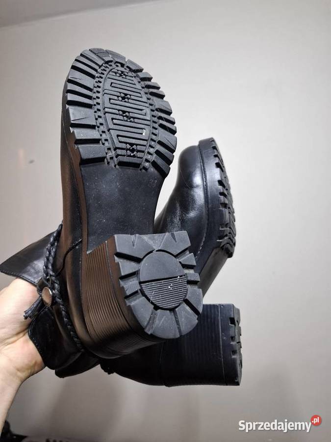 Botki damskie 38 czarne skórzane