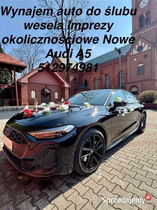 Audi A5 do ślubu wesela nowe Audi 2025 imprezy Obsługa imprez Tychy obsługa imprez