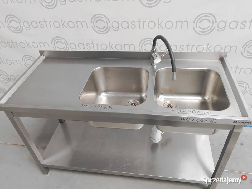 Stół z 2 zlewami i półką 140x60x85 Wrocław sprzedam