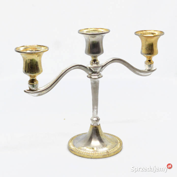 Trójramienny świecznik platerowany Francja mazowieckie