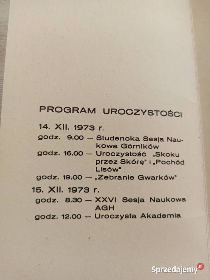 AGH Dzień Górnika 1973 zaproszenie wielkopolskie Ostrów Wielkopolski