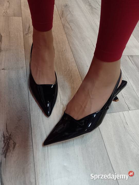 4243 CZARNE czółenka wieczorowe z odkrytą piętą Kraków sprzedam
