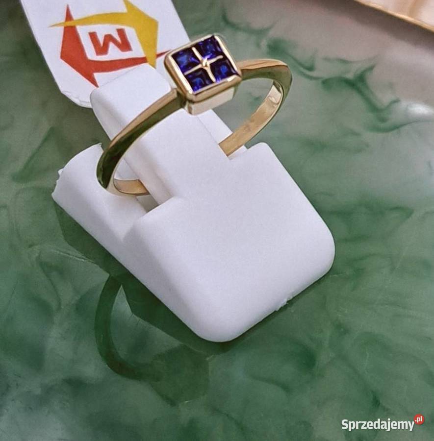 Pierścionek r13 Złoty pr585 z szafirami Z810 wielkopolskie Poznań