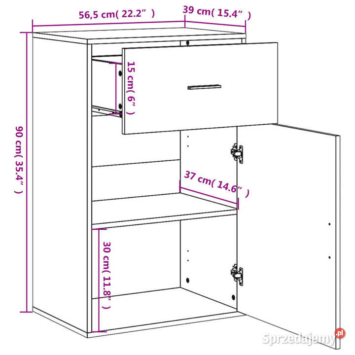Szafka szary dąb sonoma 565x39x90 materiał Pozostałe mazowieckie Warszawa sprzedam