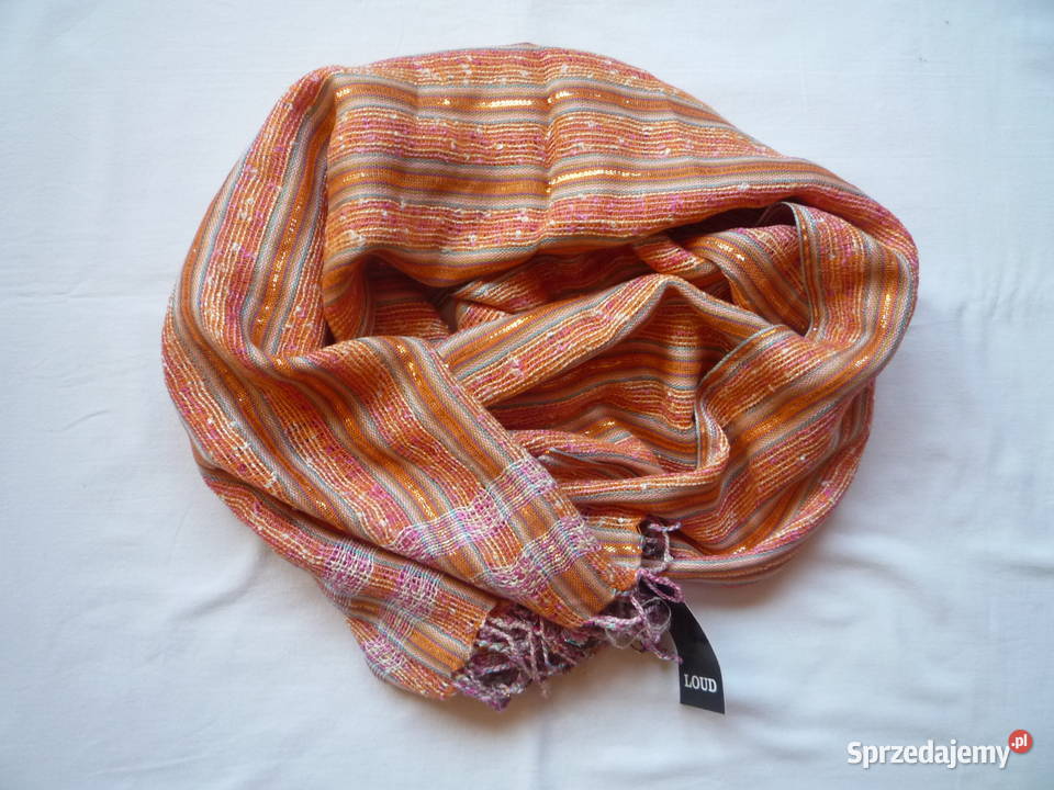 Nowy Szal Szalik pomarańczowy ze złotą nitką Szczecin