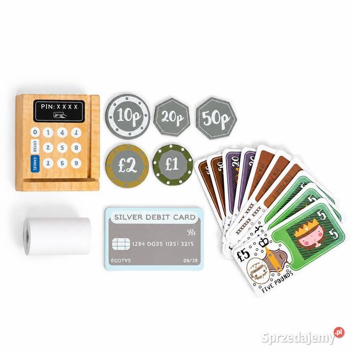 Drewniana kasa fiskalna dzieci ECOTOYS zabawa w