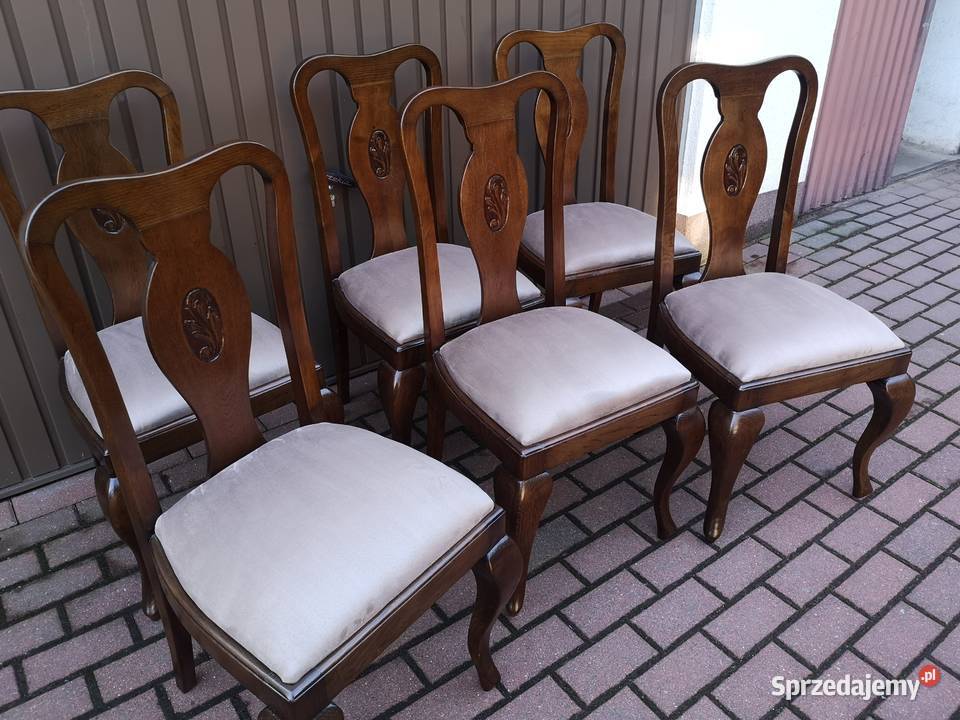 Krzesła Dębowe Stare Antyk Komplet 6 Sztuk W Swarzędz sprzedam