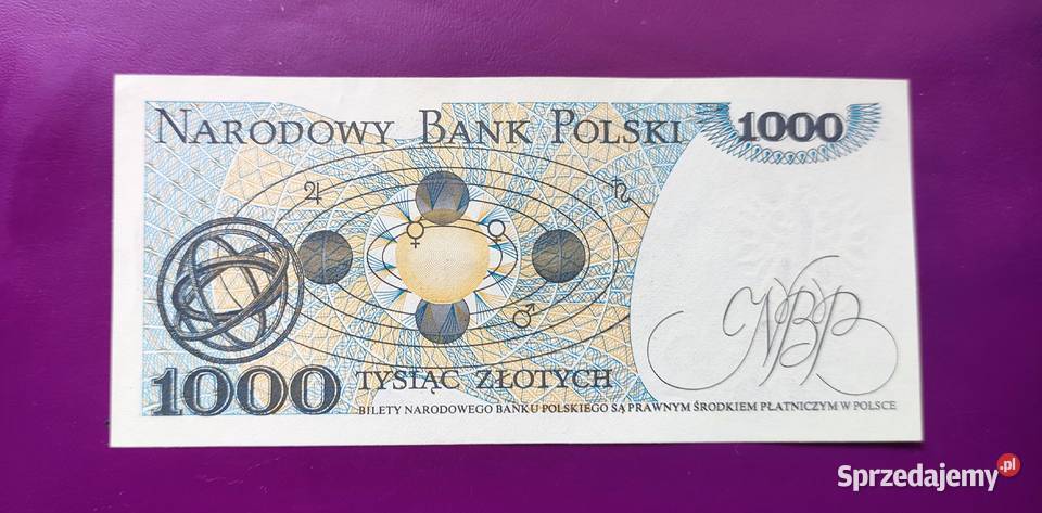 Banknot z PRLu 1000 1982 stan UNC 1 Pruszków