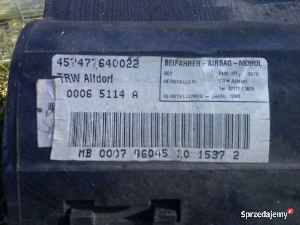 Airbag Mercedes Benz pasażer Układ elektryczny łódzkie Aleksandrów Łódzki