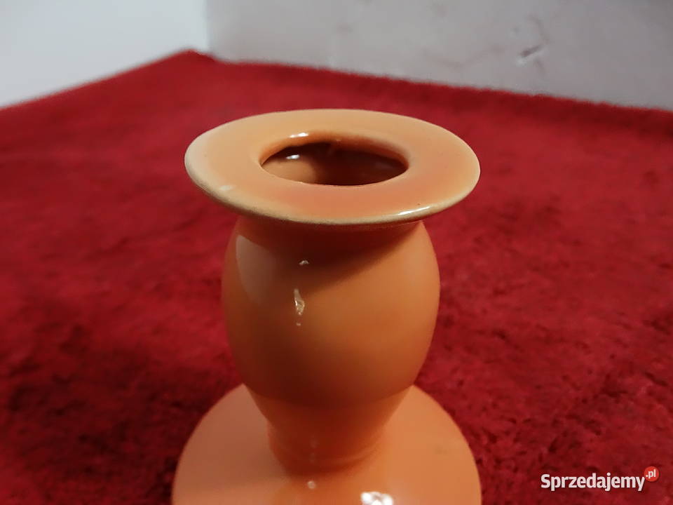 Stylowy ceramiczny świecznik soczysty pomarańcz Biłgoraj sprzedam