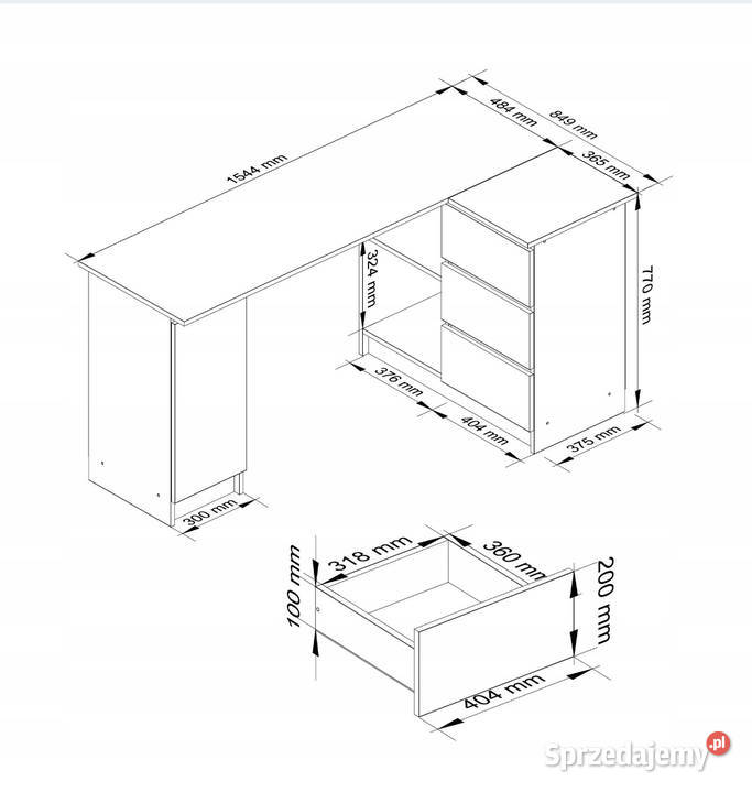 Biurko narożne prawe Kraków sprzedam