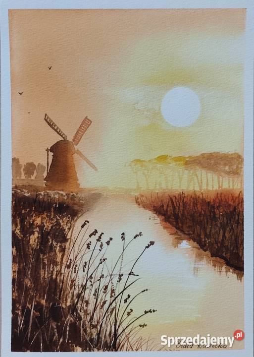 Akwarela Akwarelka Obraz pt W Krainie Wiatru Warszawa sprzedam