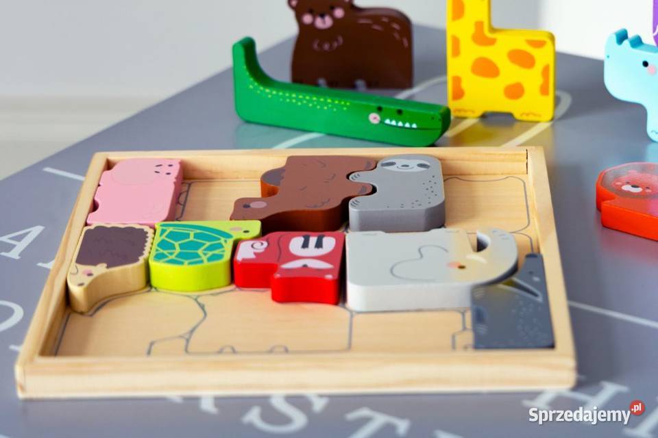 Drewniane zwierzęta figurki safari w skrzynce 14 Bielsk Podlaski