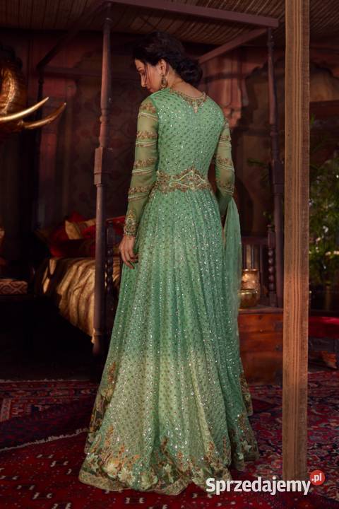Nowa suknia balowa XS 34 zielona cekiny haft Szczecin