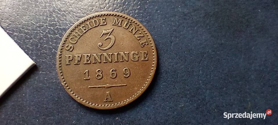 Stare monety 3 fenig 1869 A Niemcy podkarpackie Lesko