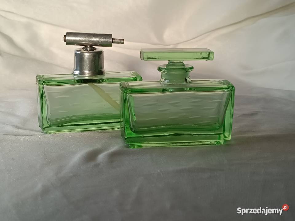 Komplet toaletowy 2 perfumerii z zielonego szkła zielony Pozostałe Jastrzębie-Zdrój sprzedam