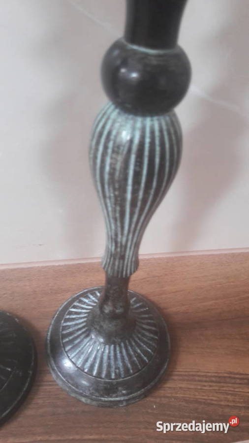 Mosiężny patynowany świecznik stylizowany 2 inny kolor Radom