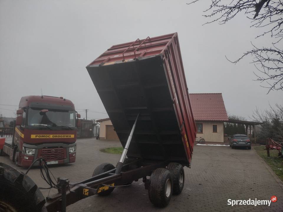 Przyczepa rolnicza tandem 8 ton wywrotka na tył nieuszkodzony Sośno