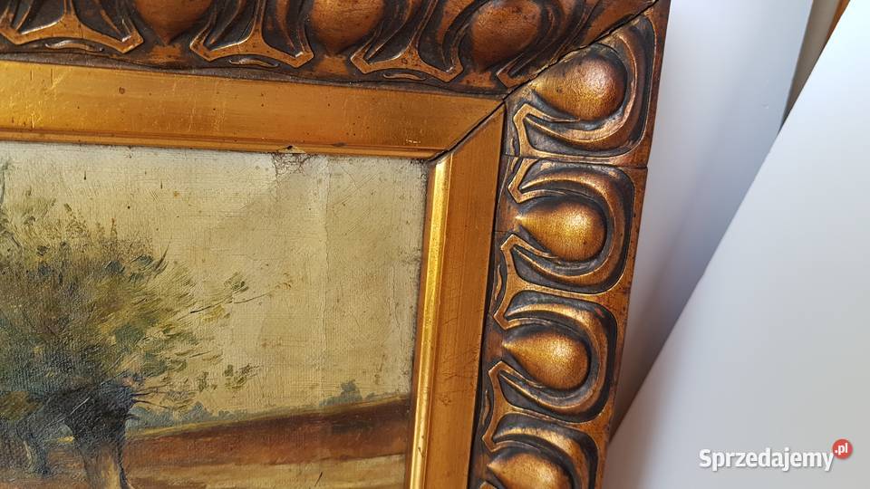 Stary obraz olejny na płótnie syg Michał Dąbrowa Górnicza sprzedam