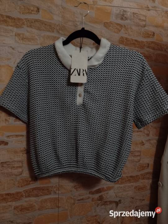 36S ZARA Krótka granatowy bluzka dzianinowa z Kraków