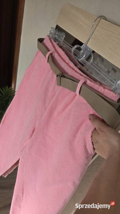 Damskie spodnie sztruksowe różowe różowy wielkopolskie Pleszew