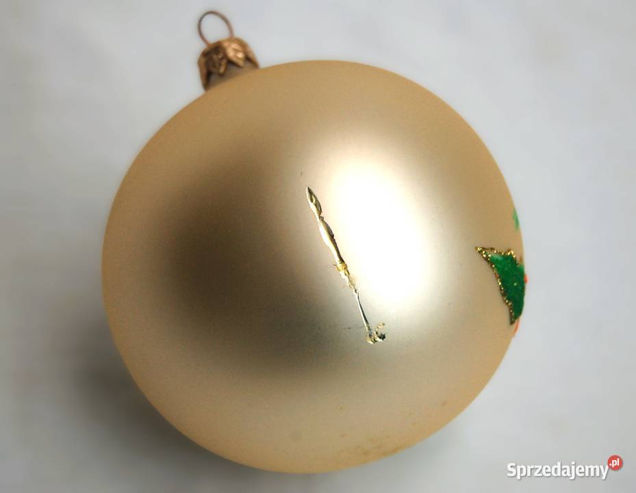 Bombka szklana ręcznie malowana złota perłowa 10 Lublin