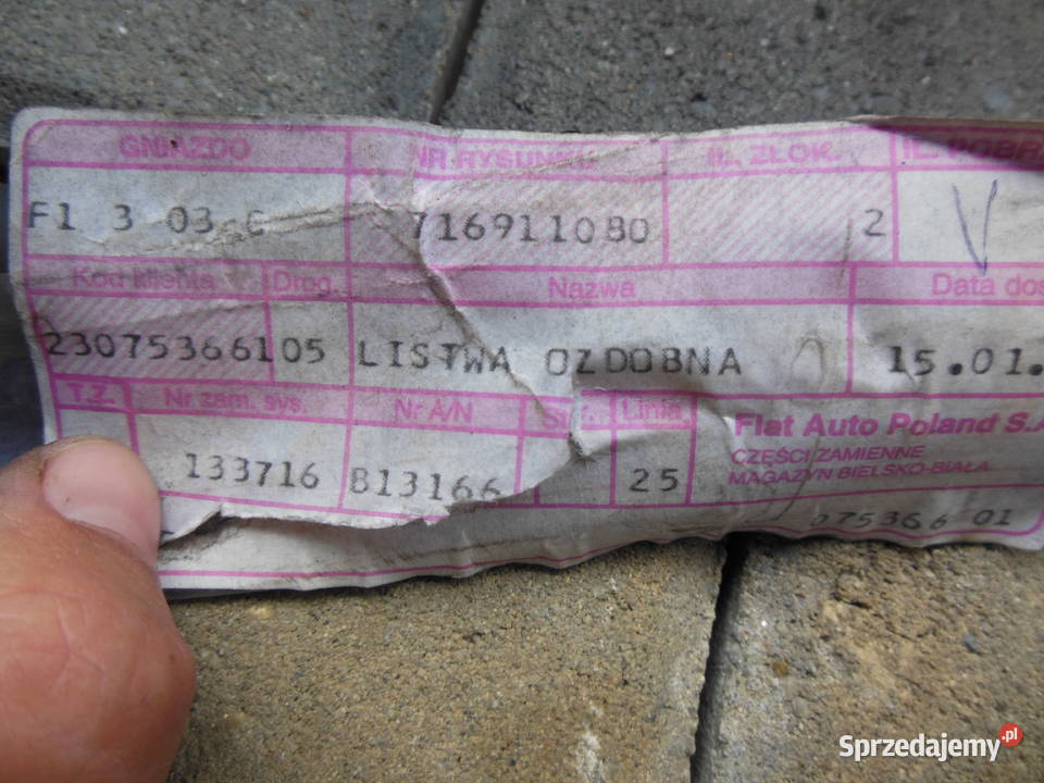 LISTWA DRZWI PRZÓD FIAT CINQUECENTO 19921998 Kozy