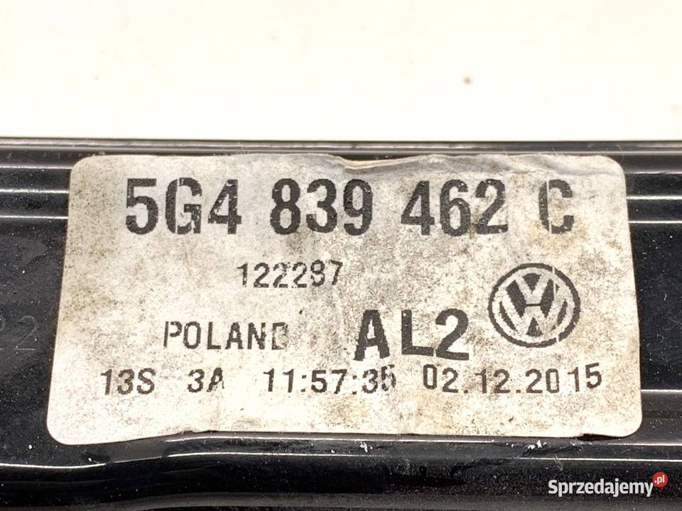 PODNOŚNIK SZYBY PRAWY TYŁ VW GOLF VII 5G4839462C