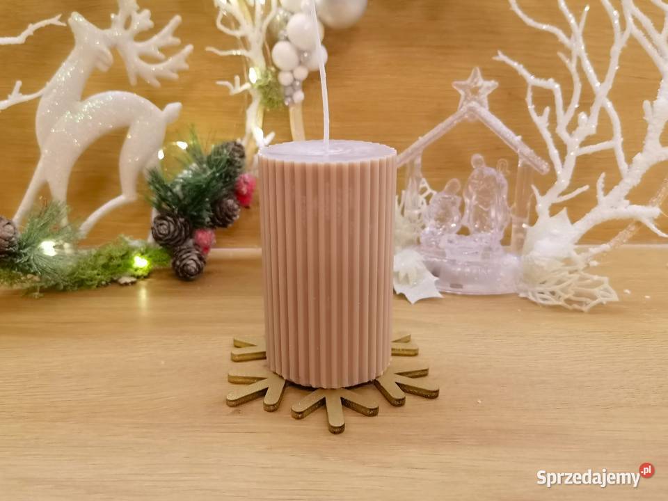 Świeca sojowa zapachowa cylinder w prążki kawa Kielce