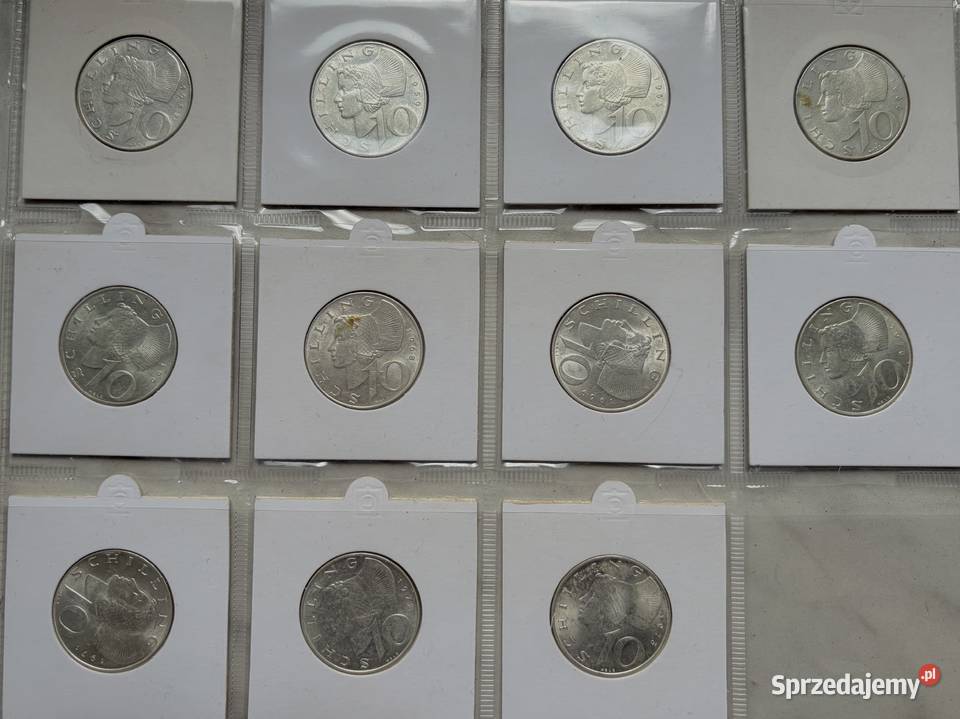 Zestaw 11 sztuk 10 szylingów Ag 1957 1973 r Numizmatyka Gliwice