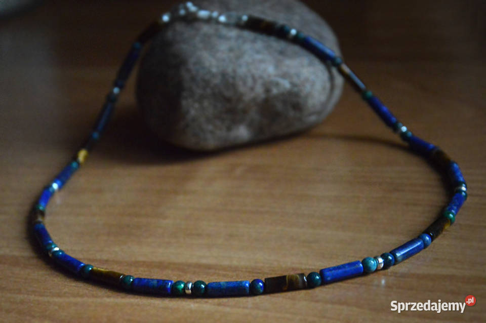 Lapis Tygrysie Oko Chryzokola Naszyjnik męski Bydgoszcz sprzedam
