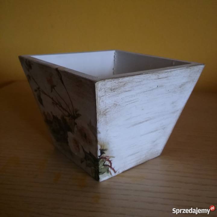 Doniczka drewniana decoupage Pozostałe Wyszków sprzedam