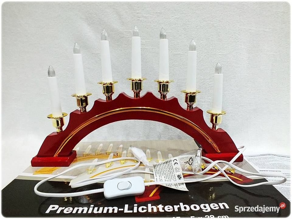 Drewniany Świecznik łukowy na parapetokno Lampki Żary