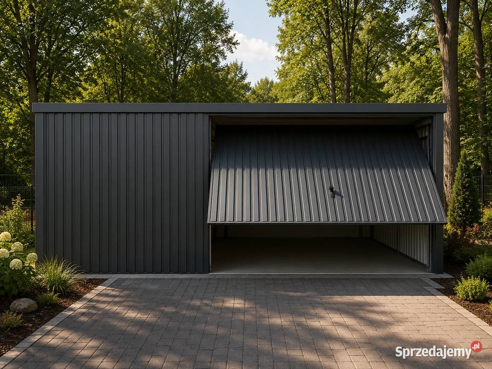 Garaż Blaszany 5x5 Brama podnoszona GRAFIT mat
