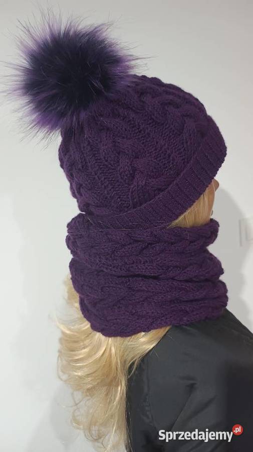 Czapka zimowa ręcznie robiona na drutach z Ostrów Wielkopolski
