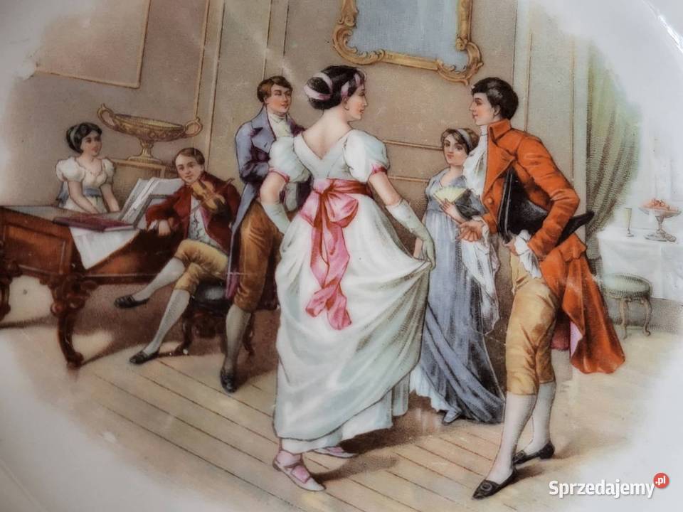 Duża ażurowa miska ze scenką staruszka Gdańsk